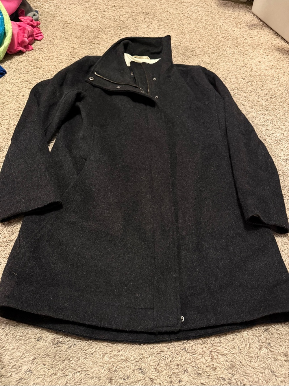 Pendleton Black Wool Pea Coat with Stand Collar